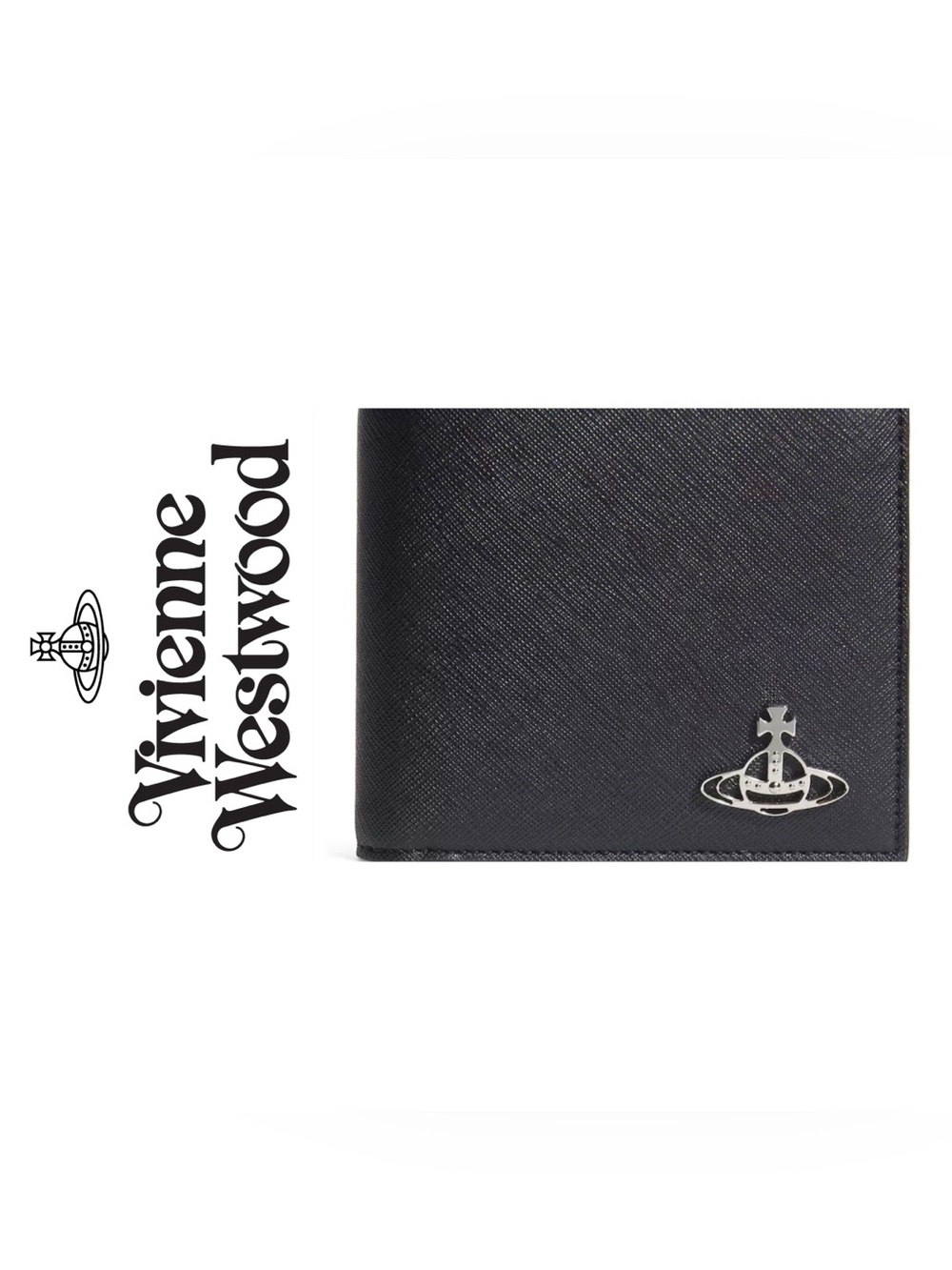 Vivienne Westwood Black Saffiano Wallet with Coin Pocket